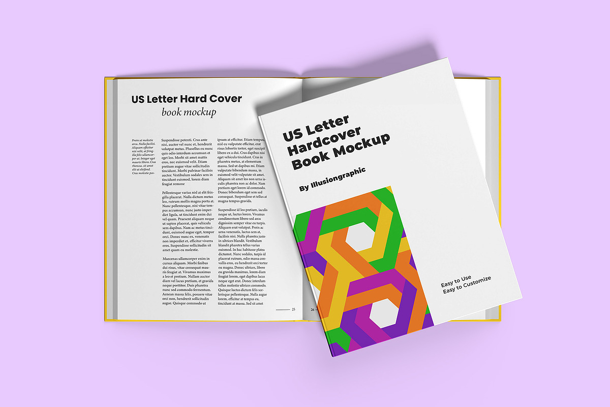 US Letter Hardcover Book Mockup, a Books & Magazine Mockup by Illusiongraphic (Photo 12 of 29)