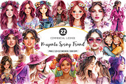 Watercolor Magenta Spring Friend PNG, an Illustration by SinaCreation (Thumbnail 1 of 5)