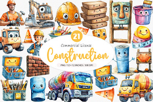 Watercolor Cute Construction PNG, an Illustration by SinaCreation
