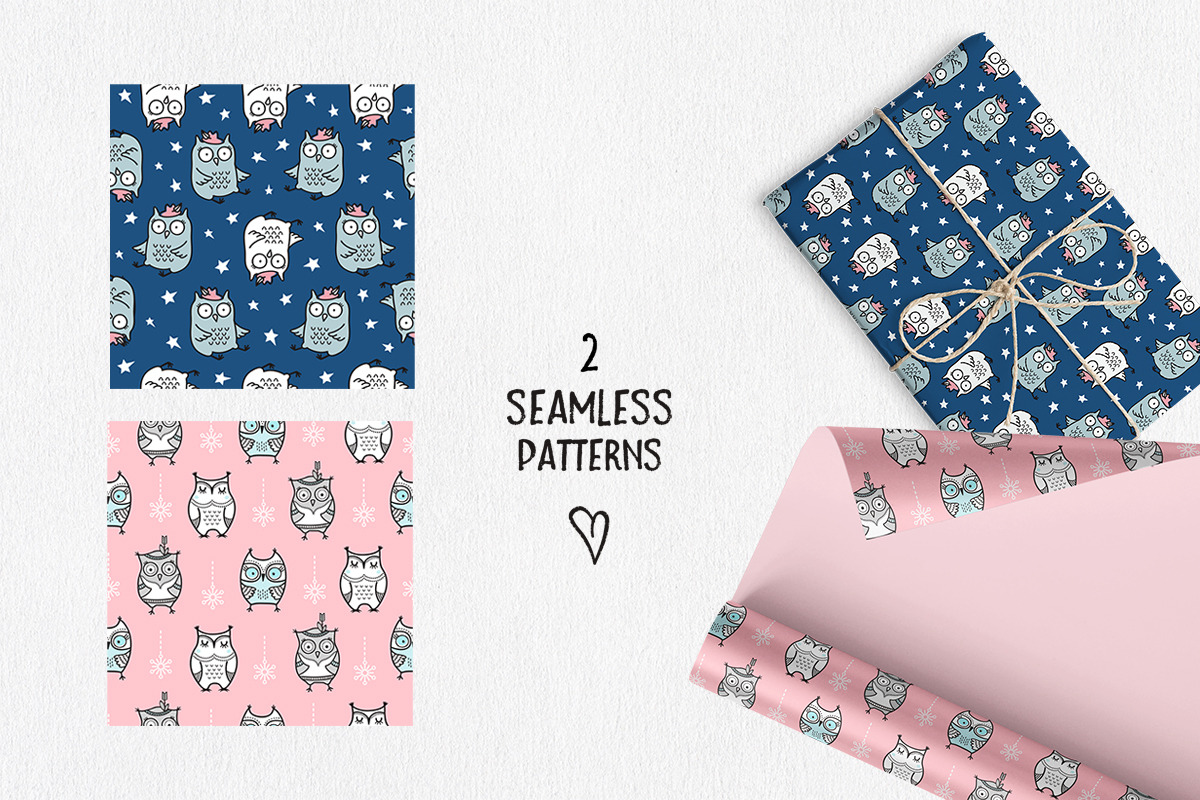 Cute Owls Clipart, a Decorative Illustration by Teneresa (Photo 7 of 7)