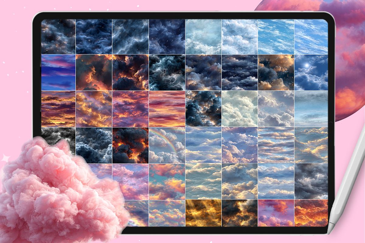 Procreate Cloud Sky texture brushes, a Brush Add-On by Revabrush (Photo 3 of 9)