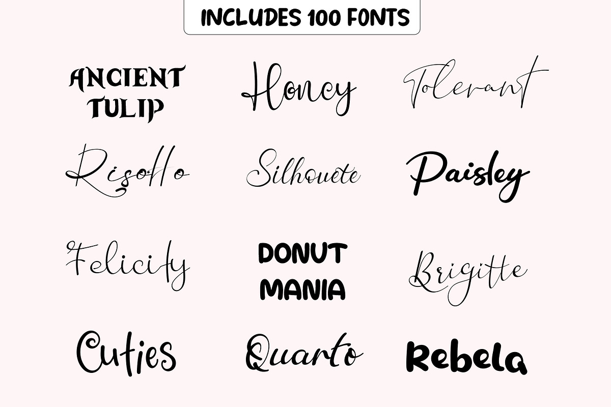 100 Handwritten Script Fonts Bundle, a Script Font by Fonteca (Photo 2 of 10)