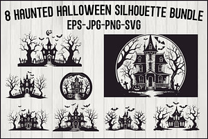 Haunted Halloween Silhouette Set, an Illustration by Creativeshirt