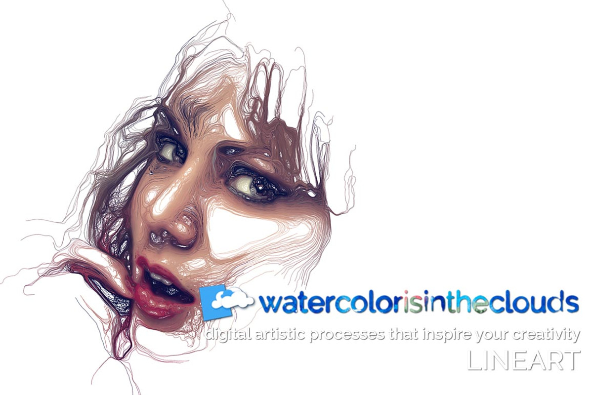 Watercolor is in the clouds LINEART preview 7