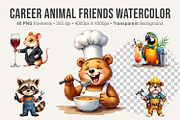 Career Animal Watercolor Clipart, an Animal Illustration by Artnoy (Thumbnail 1 of 8)