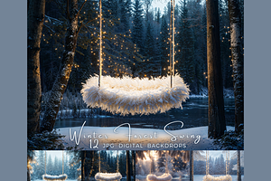 Winter Forest Swing Digital Backdrop