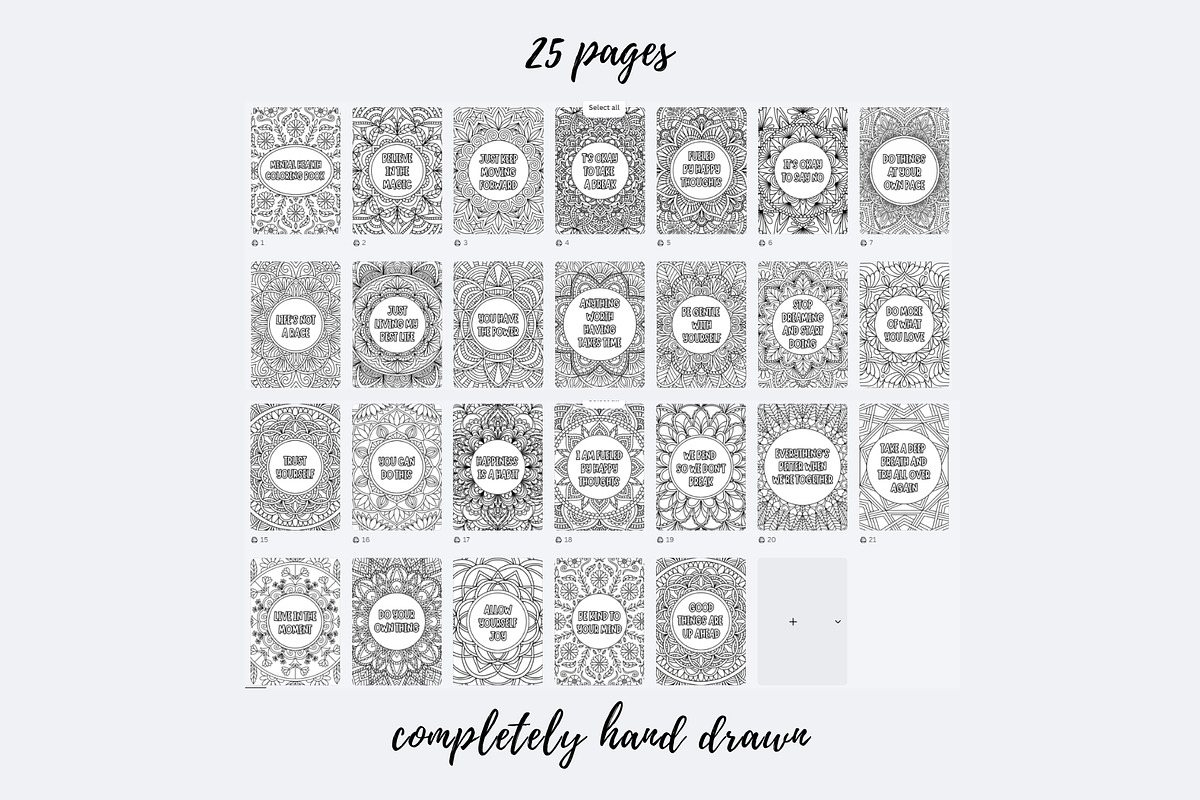 Mental Health Adults Coloring Book, a Print Template by Kristina Chistiakova (Photo 3 of 4)
