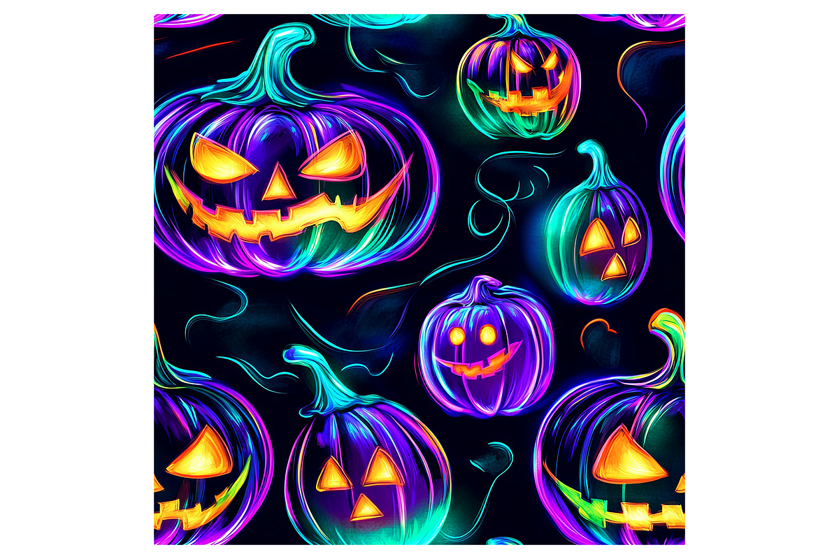 Neon Halloween Digital Paper, a Pattern Graphic by Chromolume Studio (Photo 11 of 28)