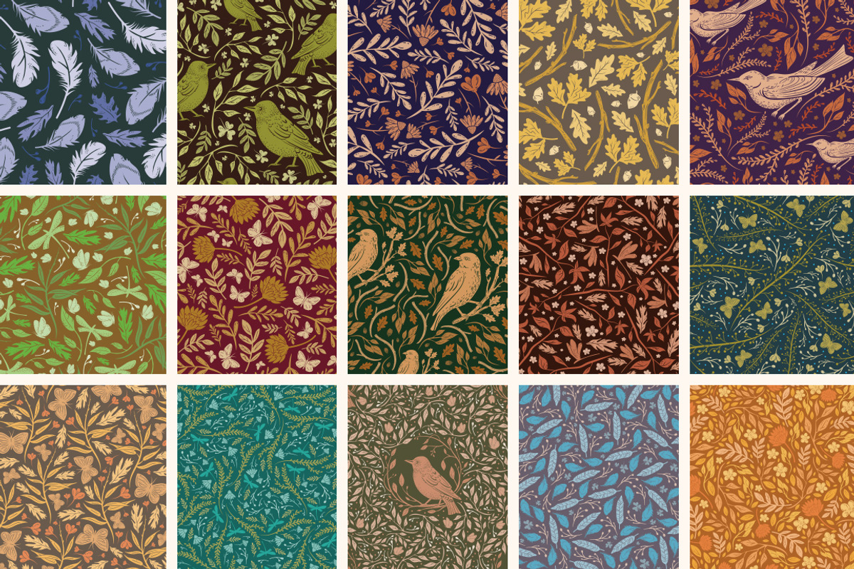 Songbirds and Floral patterns, a Pattern Graphic by Piñata (Photo 3 of 8)