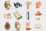 Watercolor Camping Animals Clipart, a Seasonal Illustration by Design Market (Thumbnail 2 of 5)
