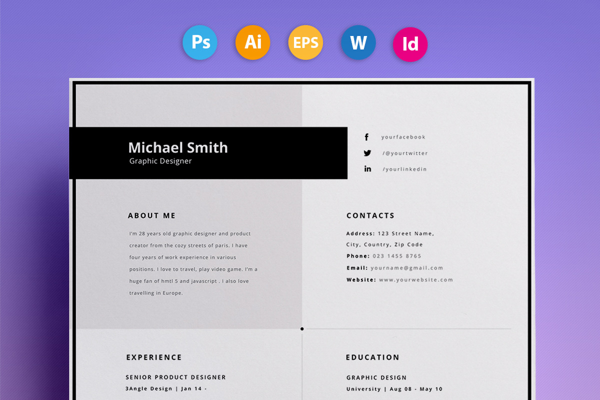 Resume / CV - Smith, a Resume Template by 3Angle (Photo 1 of 4)