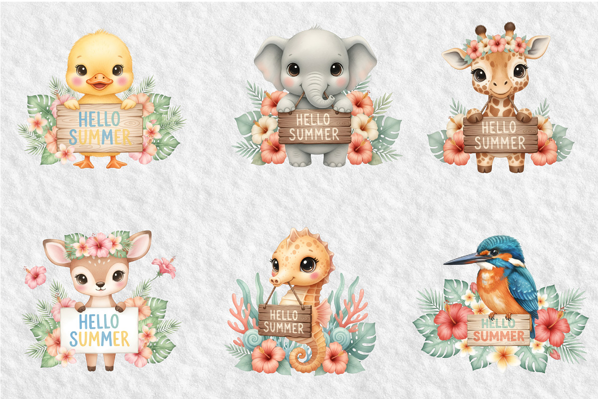 Whimsical Hello Summer Clipart, an Illustration by GatewayDesign (Photo 5 of 6)