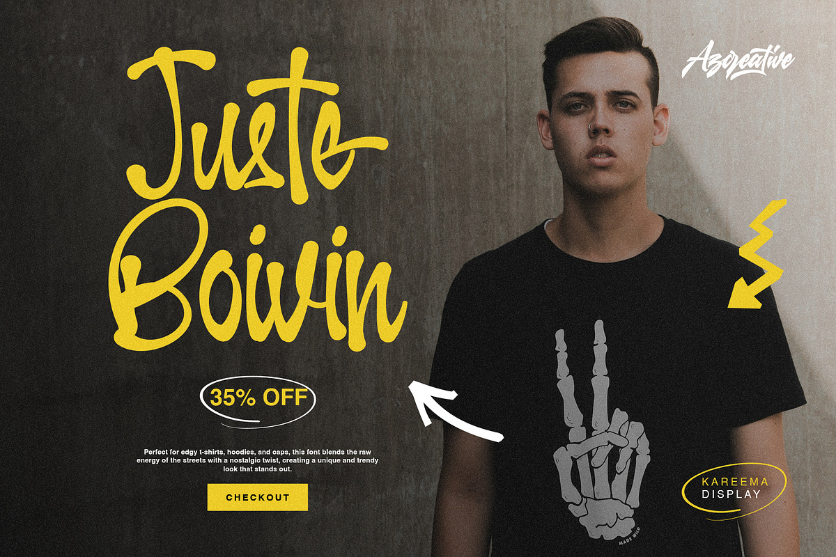 Kareema - Vintage Urban Display Font, a Handwritten Font by Azcreative Studio (Photo 3 of 12)