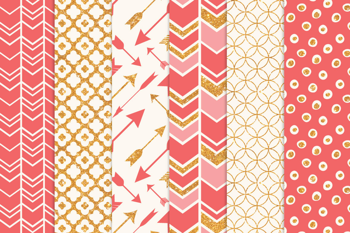 Coral Bohemian Glitter Patterns, a Pattern Graphic by Amanda Ilkov (Photo 3 of 3)