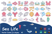 Sea Life Vector Icons Pack, an Icon by Vector Portal (Thumbnail 1 of 6)