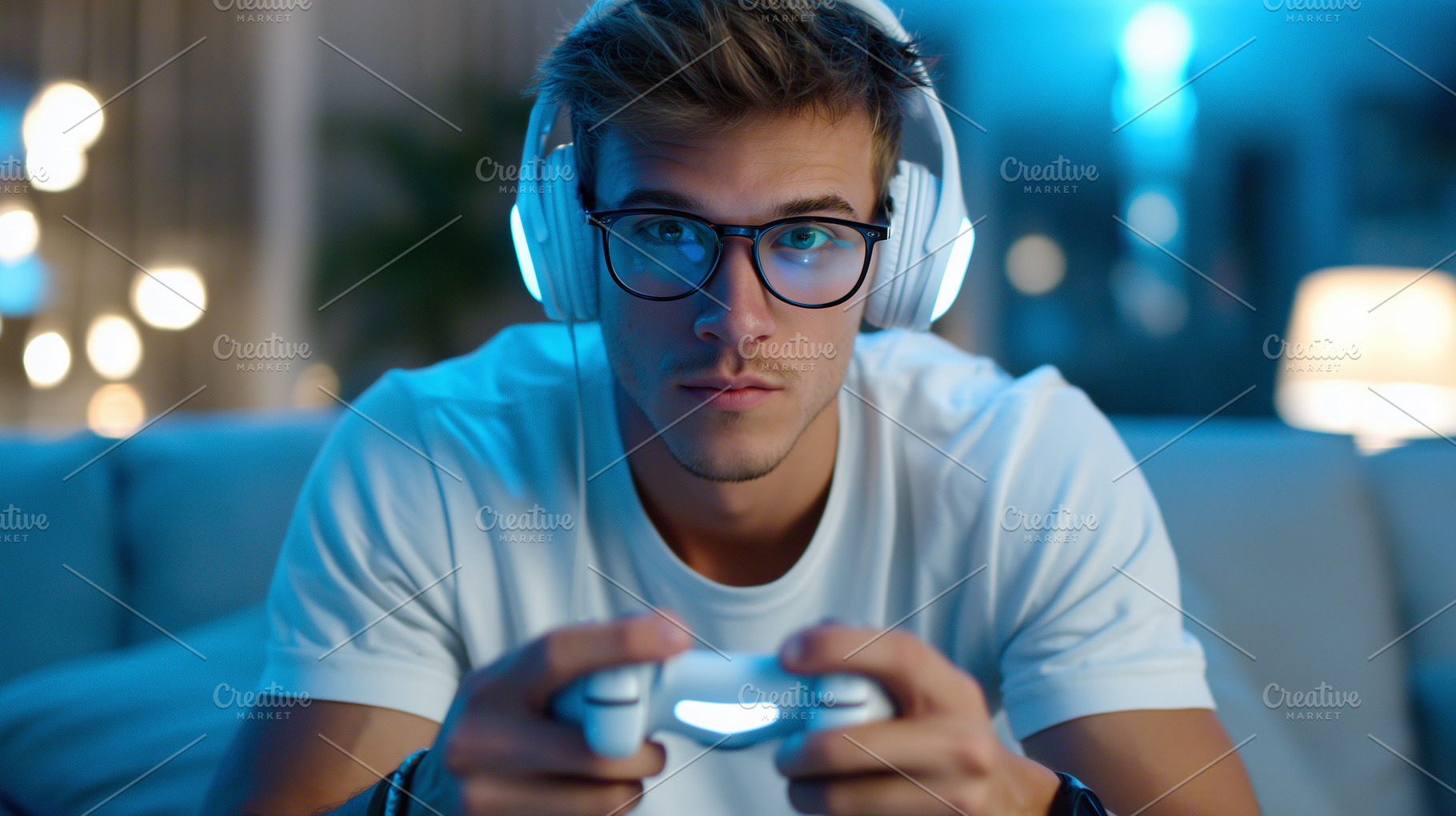 Young man in glasses and headphones, a Person Photo by MistyDay