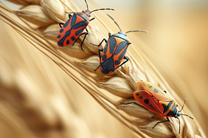 Close up of insects on wheat, an Animal Photo by MistyDay