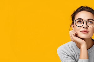 Thoughtful young woman with glasses, a Person Photo by MistyDay
