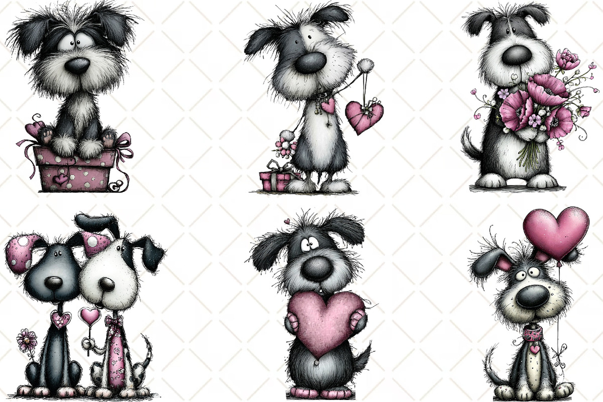 Whimsical Valentines Dog Clipart, an Animal Illustration by Black Bird Studio (Photo 5 of 6)