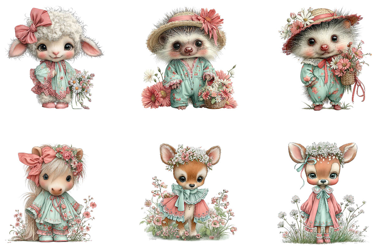 Coquette Animals Clipart Set, a Seasonal Illustration by CreationArt (Photo 5 of 5)