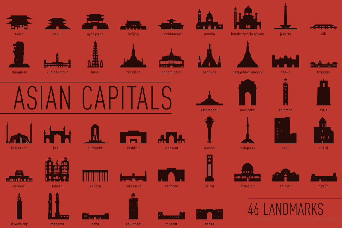 Asian Capital Landmarks, an Illustration by Jozsef Balazs-Hegedus (Photo 1 of 5)