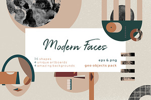 Abstract Modern faces. Geometric set