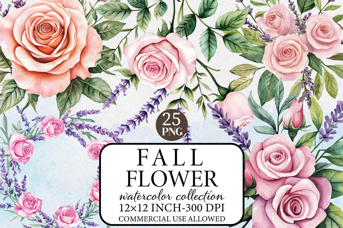 Watercolor Fall Flower Clipart, an Illustration by Libby Wishes (Photo 1 of 7)