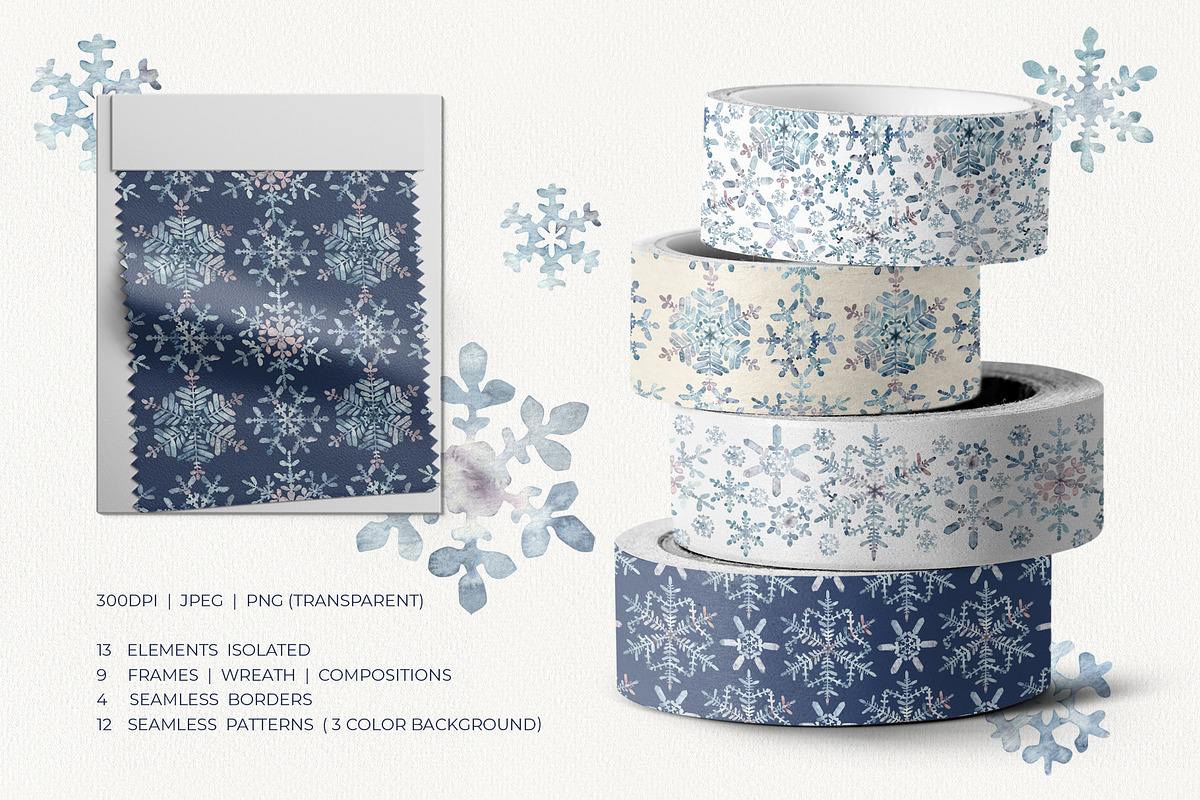 Winter Snowflakes Watercolor, a Seasonal Illustration by YarovaArt (Photo 3 of 17)