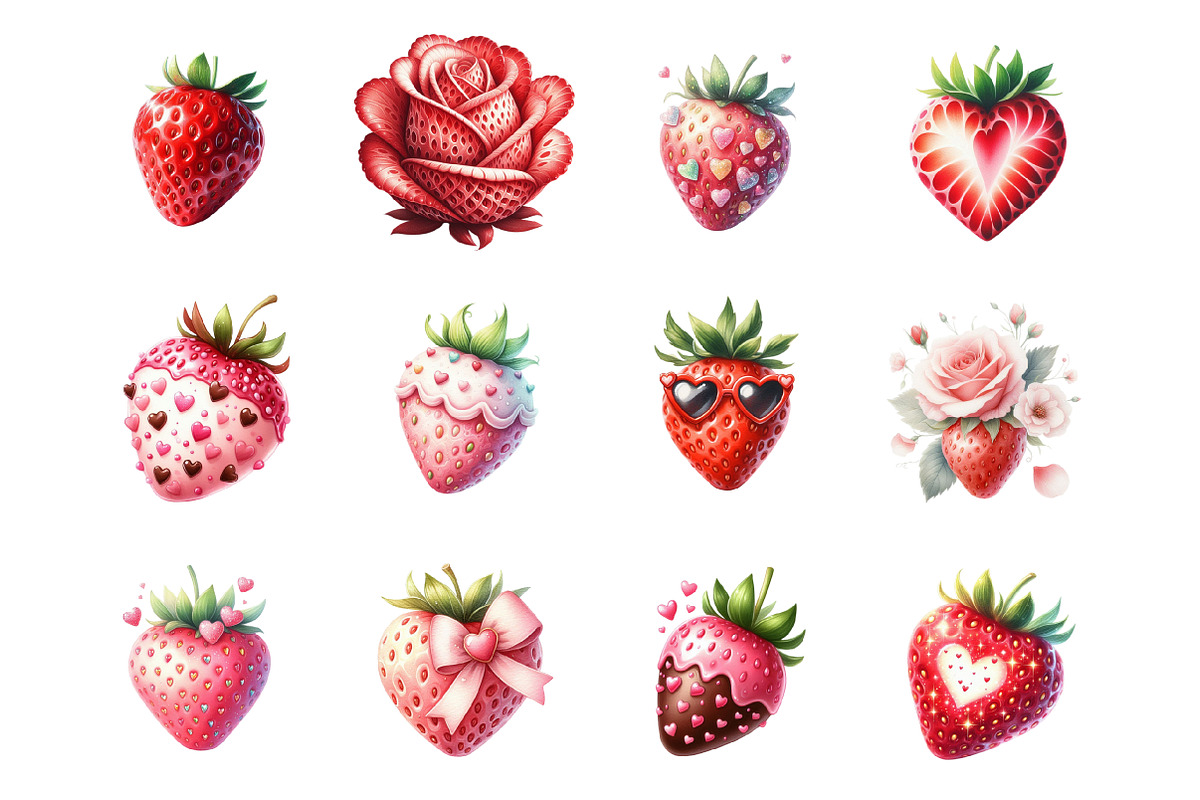 Valentine Strawberry Clipart, an Illustration by Design Market (Photo 2 of 3)