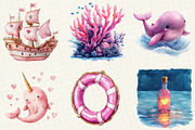 Pink Sea Adventure Clipart, an Illustration by OK Design (Thumbnail 2 of 5)