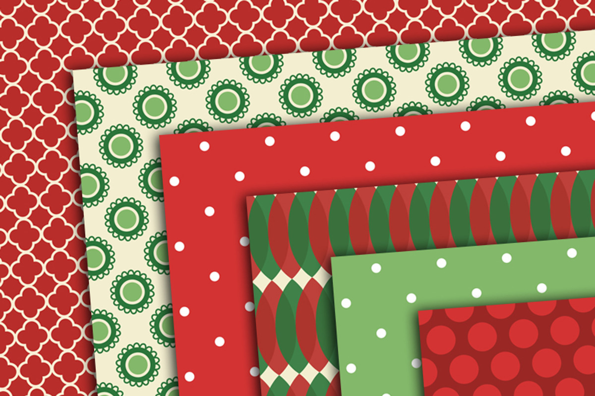 Christmas Red Green Digital Paper preview 3