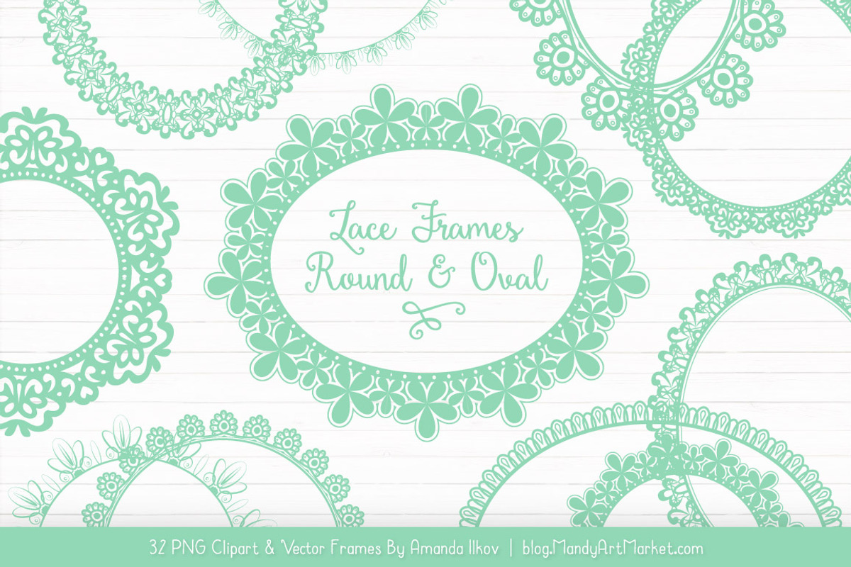Mint Round Lace Frames, an Illustration by Amanda Ilkov (Photo 1 of 5)