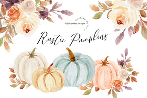 Pumpkin Boho Floral Leaves Clipart