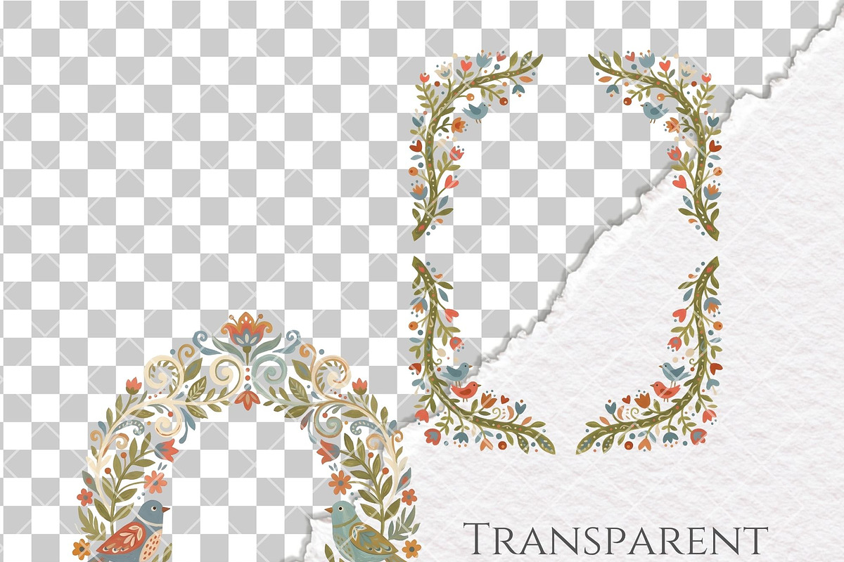 Folk Art Frames, Nordic Floral Frame, an Object Graphic by Invite to Clipart (Photo 7 of 8)