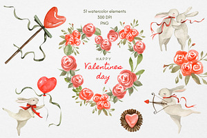 Valentines Roses Watercolor Flowers, an Illustration by Artcard Watercolor