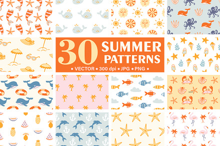 30 Vector Summer Seamless Patterns