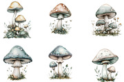 Watercolor Mushroom Clipart, an Illustration by Designking (Thumbnail 5 of 5)