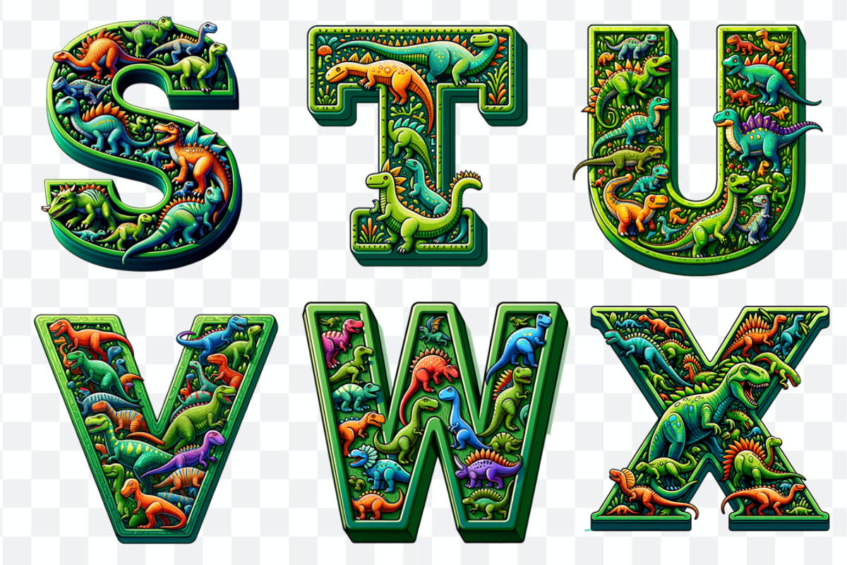 Dinosaur Display Font Alphabet ABC, a Symbol Font by Bubble Pixel (Photo 6 of 8)