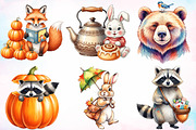 Watercolor Autumn Animals Clipart, a Seasonal Illustration by Canvas Craft (Thumbnail 5 of 9)