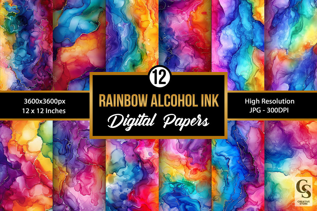 Rainbow Alcohol Ink Texture Pattern, a Pattern Graphic by Creative Store (Photo 1 of 5)