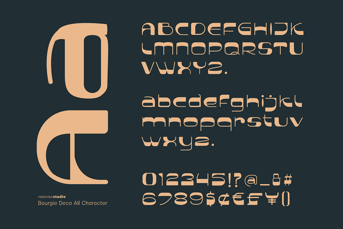 Bourgie Deco a ArtDeco Font, a Serif Font by Rasiorise Studio (Photo 5 of 9)
