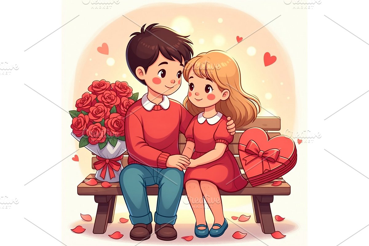 Prompt Valentine Day Couple Clipart, a Seasonal Illustration by Creative design (Photo 4 of 7)