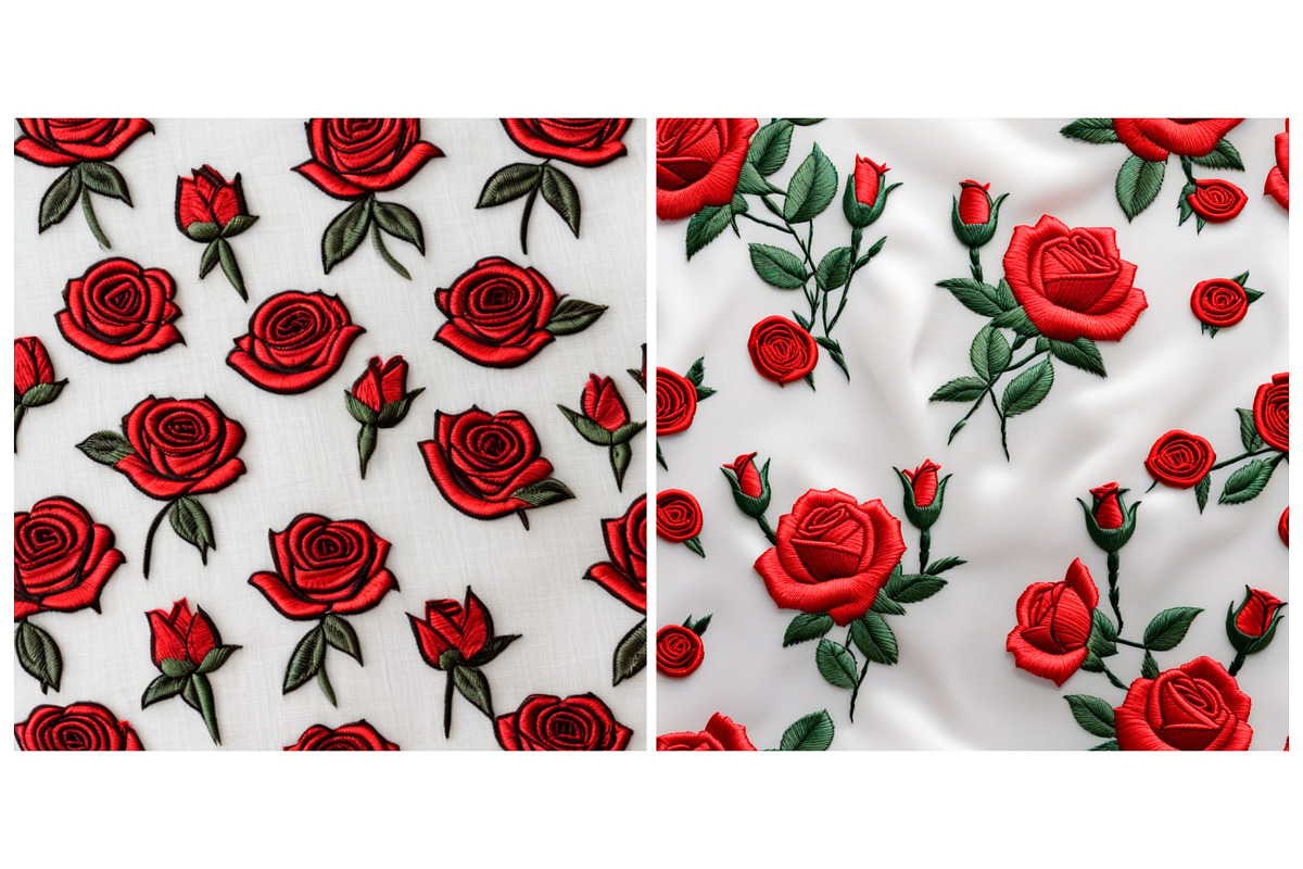 Embroidered Flowers Rose Background, a Background Graphic by IrySha (Photo 2 of 8)
