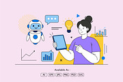 Smart Human and AI Collaboration, a Technology Illustration by Partikusi Design (Thumbnail 2 of 3)
