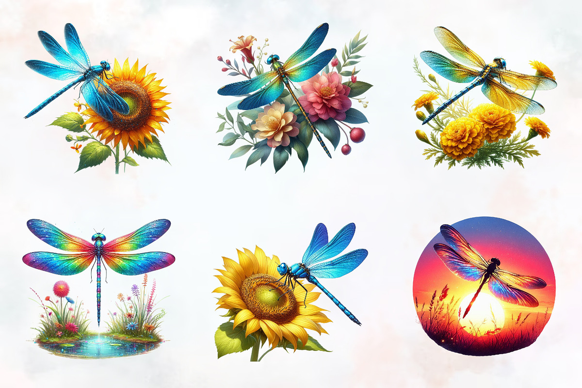 Summer Dragonfly Garden Clipart, an Illustration by RobertsArt (Photo 2 of 7)