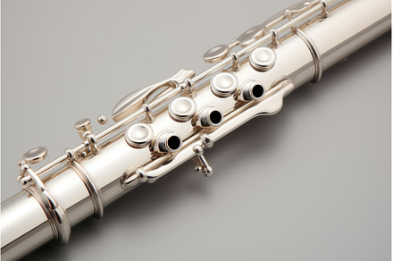 Close up of silver flute keys and, an Arts & Entertainment Photo by Ylivdesign