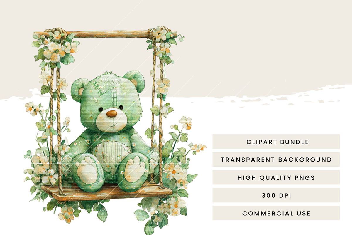 Watercolor Teddy Bear Clipart, an Object Illustration by Design Scotch (Photo 7 of 9)