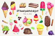 Watercolor Ice Cream Collection, a Decorative Illustration by Olga Alexeenko (Thumbnail 2 of 5)