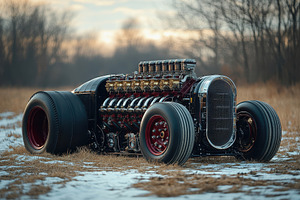 Custom built hot rod showcased in an, a Photo by Tanuart