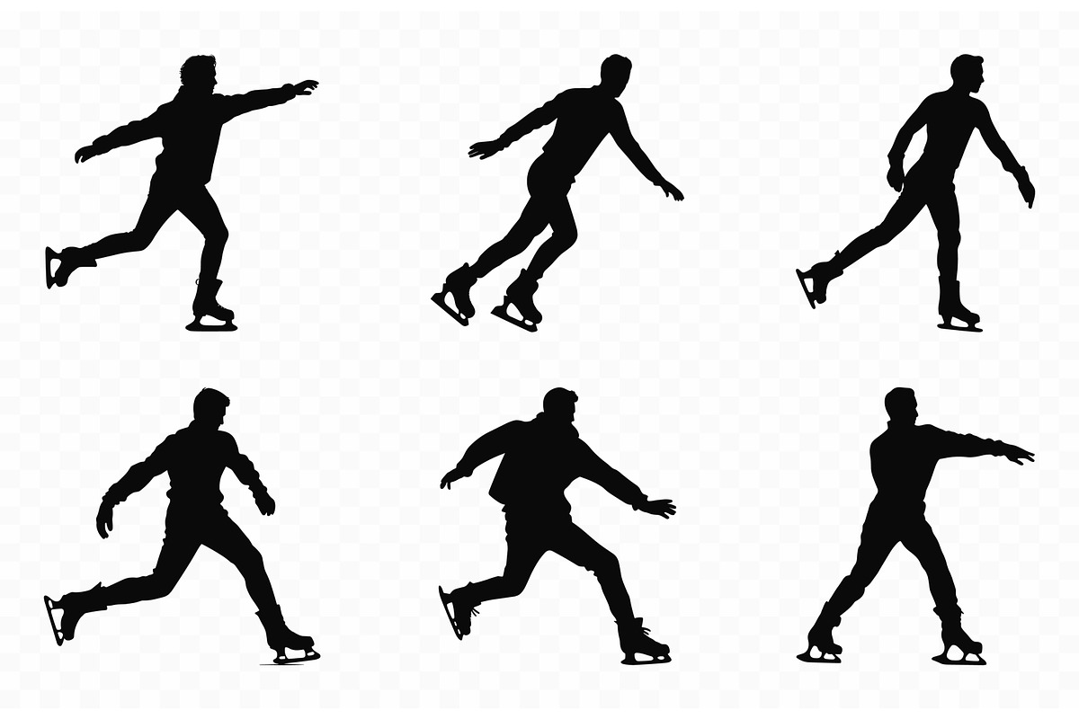 Man Figure Ice Skater Silhouette Set, a Person Illustration by Gfx Expert Team (Photo 2 of 3)